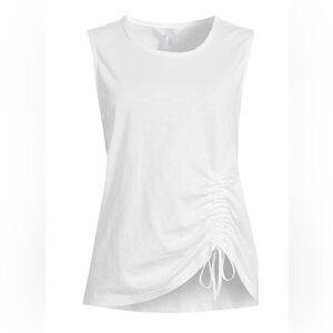 TIME & TRU Womens Tank Top Size Medium 8-10 White Ruched Front New